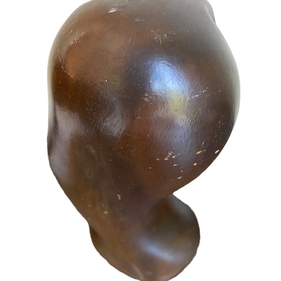 Vintage Mid-Century Art Deco Style Carved Wooden Female Bust Sculpture 11.5" - Picture 14 of 16